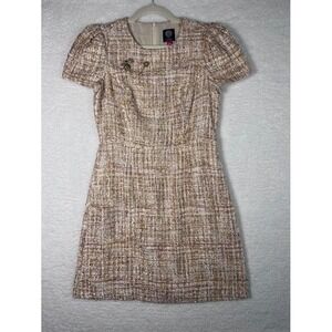 Vince Camuto Parisian Chic Tweed Dress Size 6 Pink Gold Wedding Guest